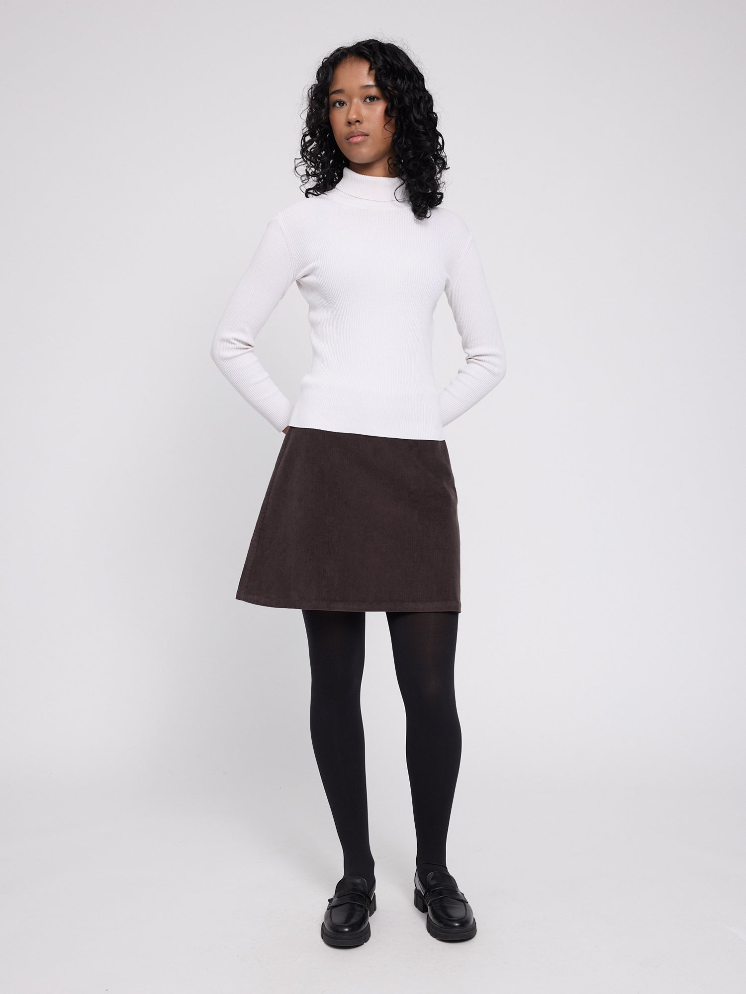 Skirt Mini Corduroy Dark Chocolate Cotton | MAZINE
