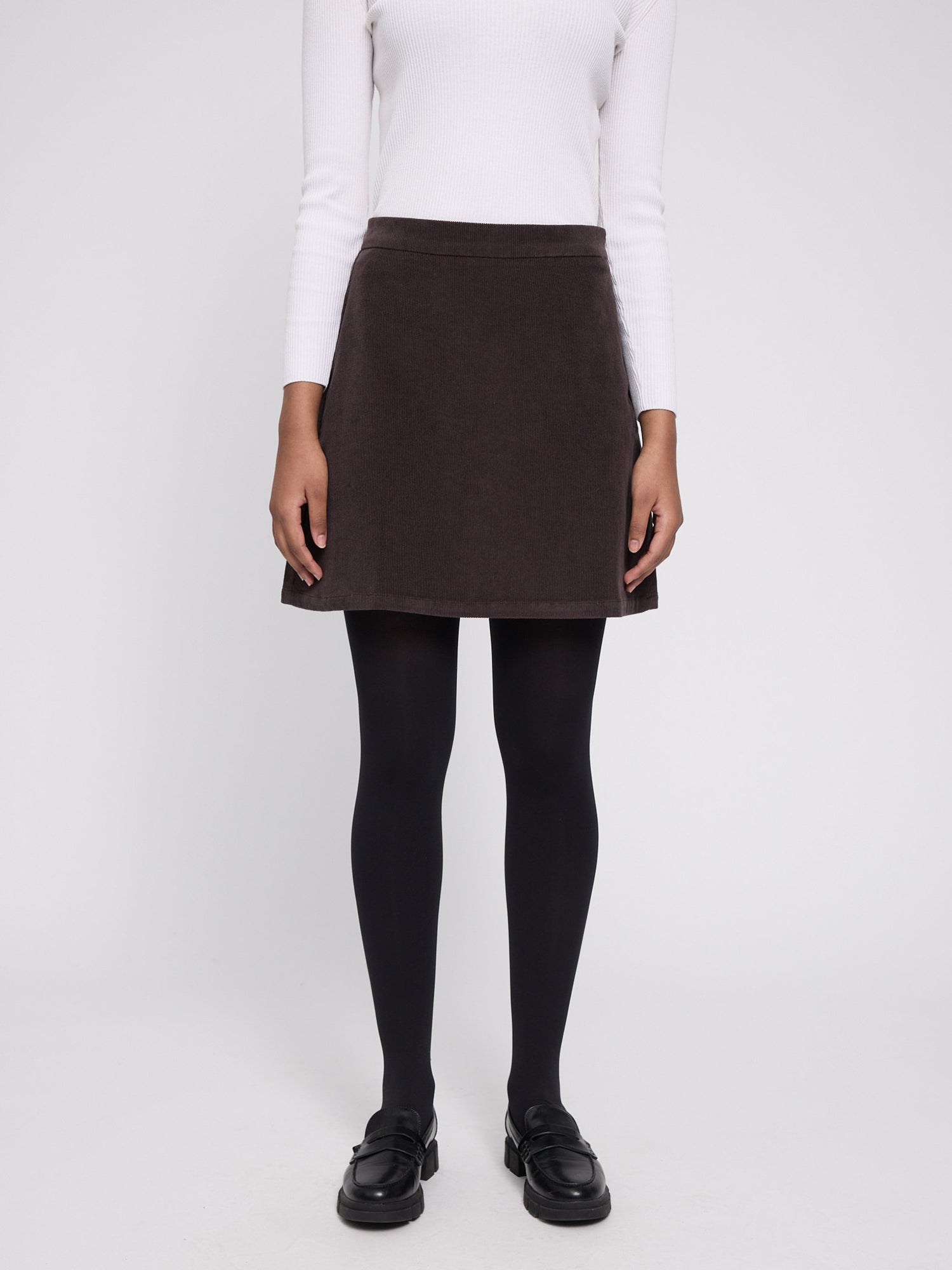 Skirt Mini Corduroy Dark Chocolate Cotton | MAZINE
