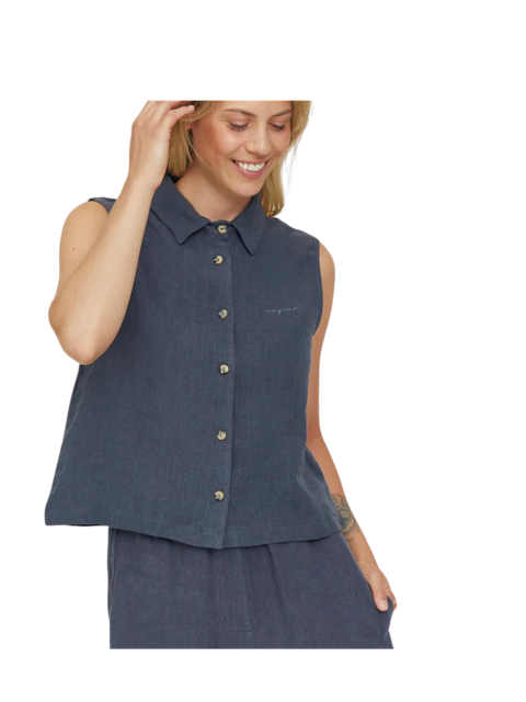 Dina Bluse Tinte Blau | Mazine