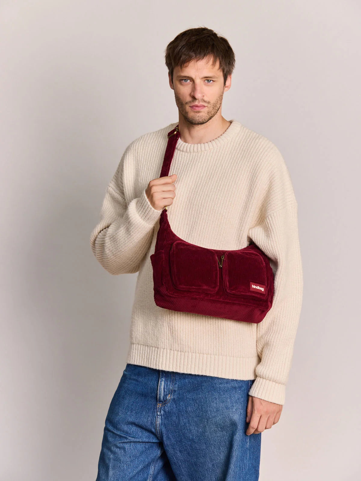 Emile burgundy corduroy Shoulder bag | Hindbag