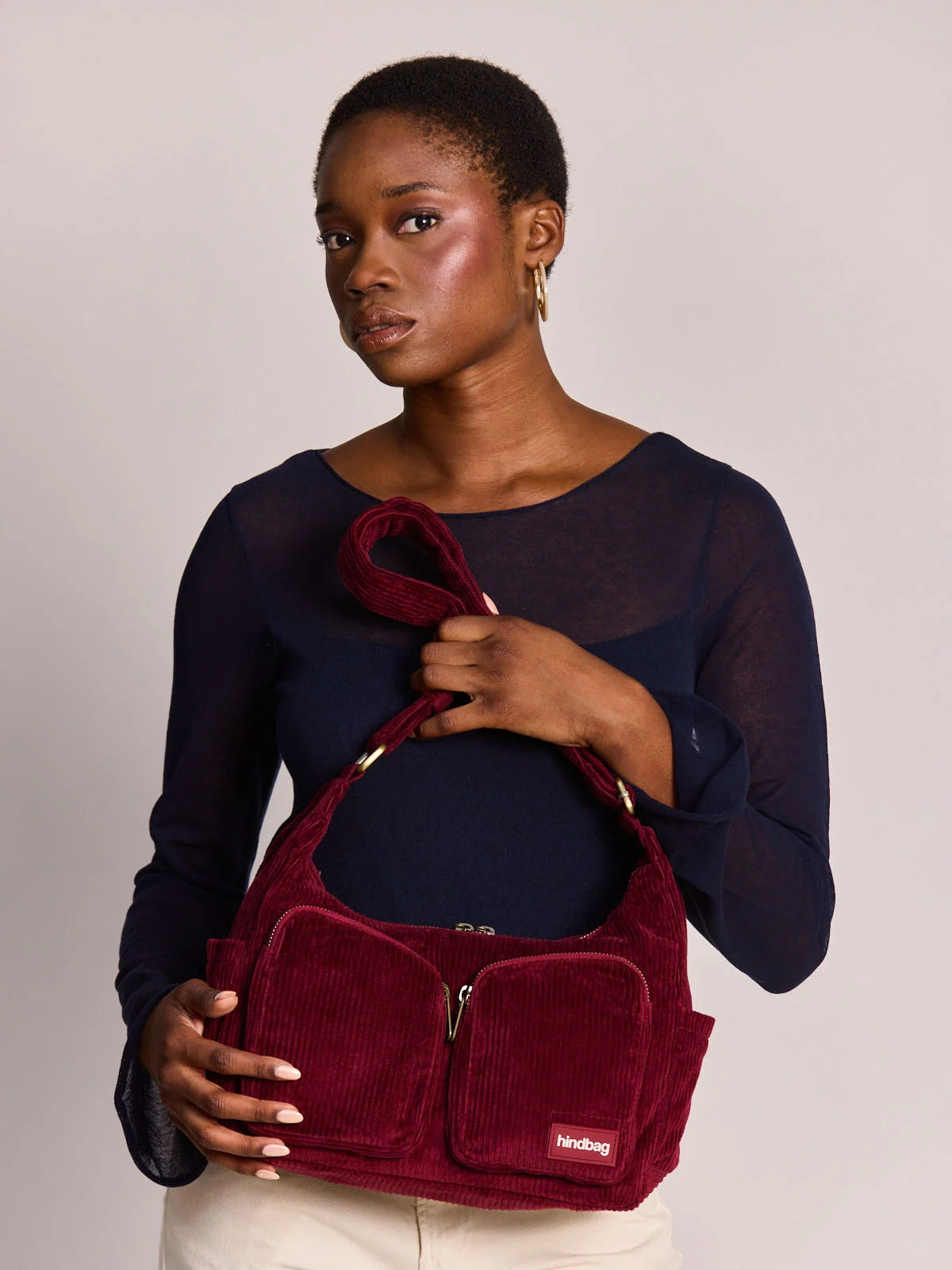 Emile burgundy corduroy Shoulder bag | Hindbag