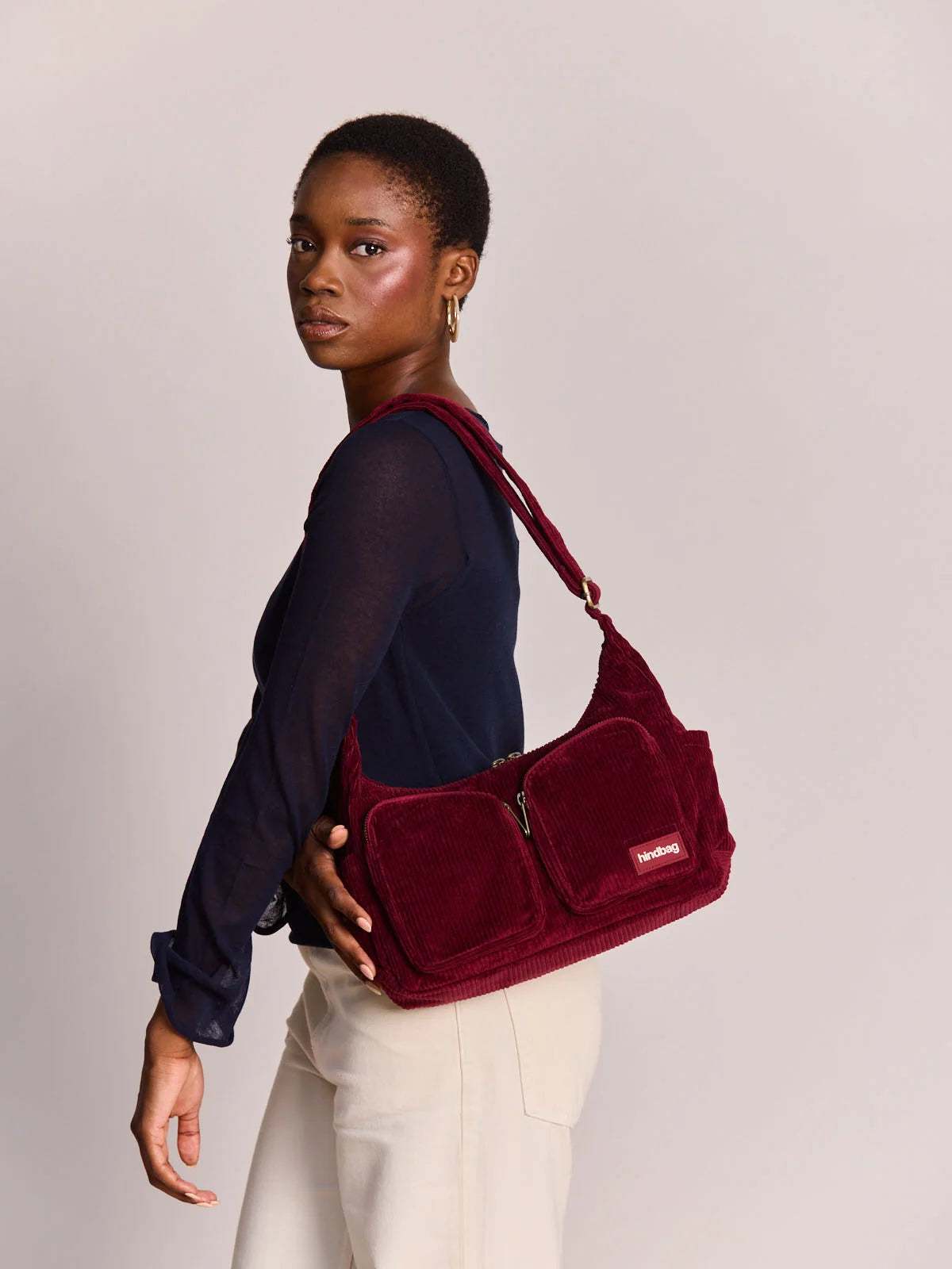 Emile burgundy corduroy Shoulder bag | Hindbag