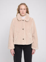 Jacke Knopf Kunstfell Natur Damen | MAZINE