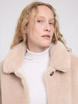 Jacke Knopf Kunstfell Natur Damen | MAZINE