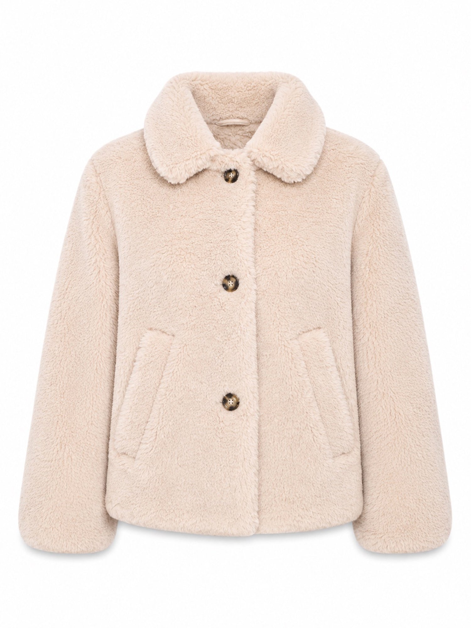 Jacke Knopf Kunstfell Natur Damen | MAZINE