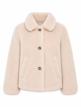 Jacke Knopf Kunstfell Natur Damen | MAZINE