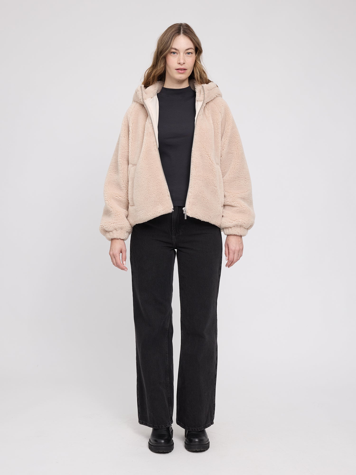 Kapuzenjacke Kunstfell Natur Damen | MAZINE
