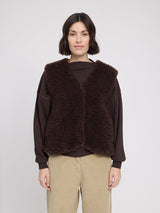 Vest Faux-Fur Black Coffee Woman | MAZINE