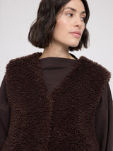 Vest Faux-Fur Black Coffee Woman | MAZINE