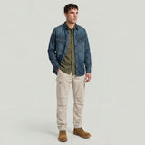Dark blue G-Star Raw Dakota Regular Shirt displayed on a hanger, featuring a classic collar and button front.
