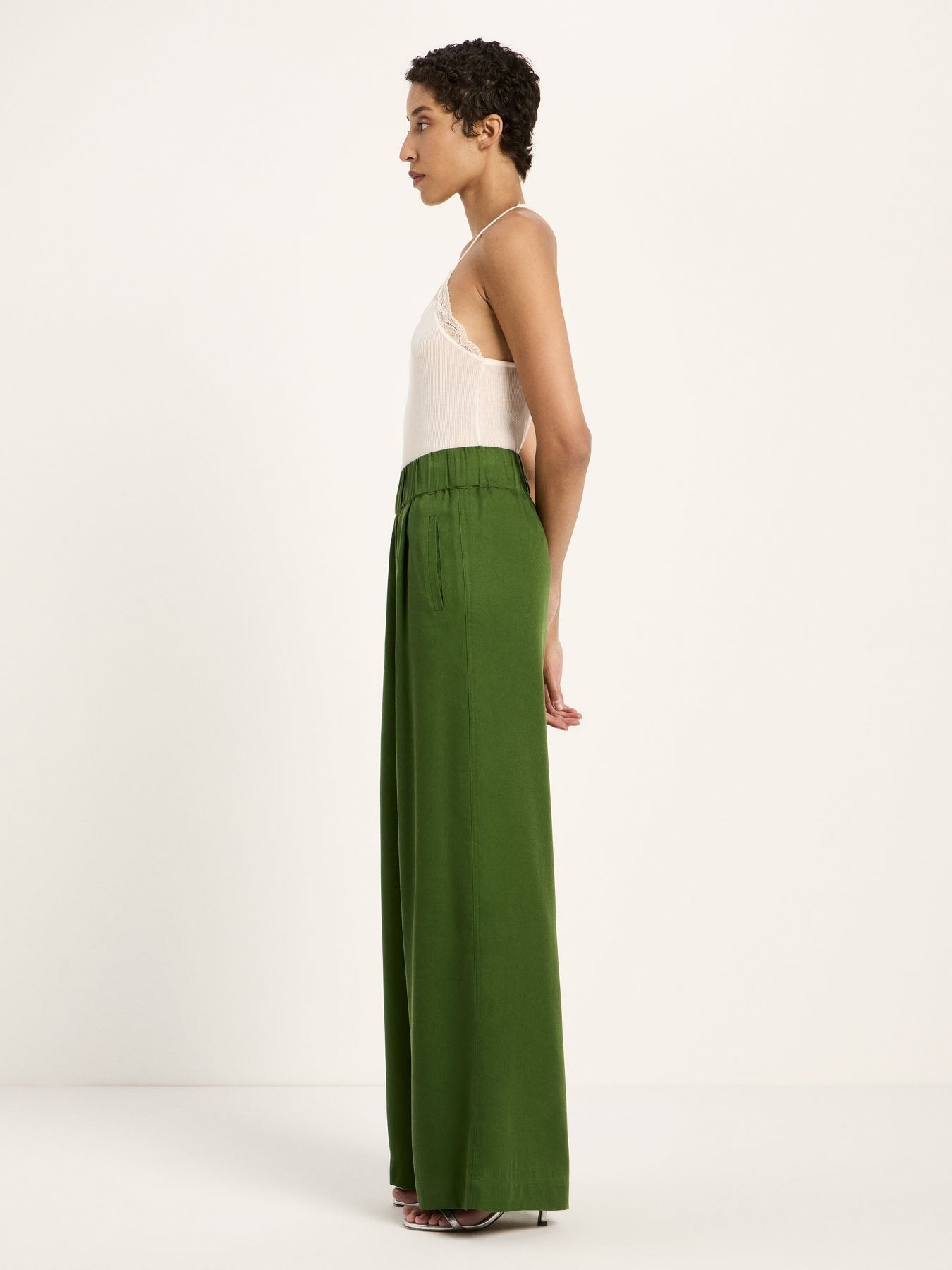Pantaloni a gamba larga Garden Green | Lanius