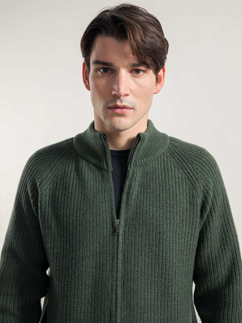 Cardigan Ippolito Green Cashmere Rigenerated | Rifò