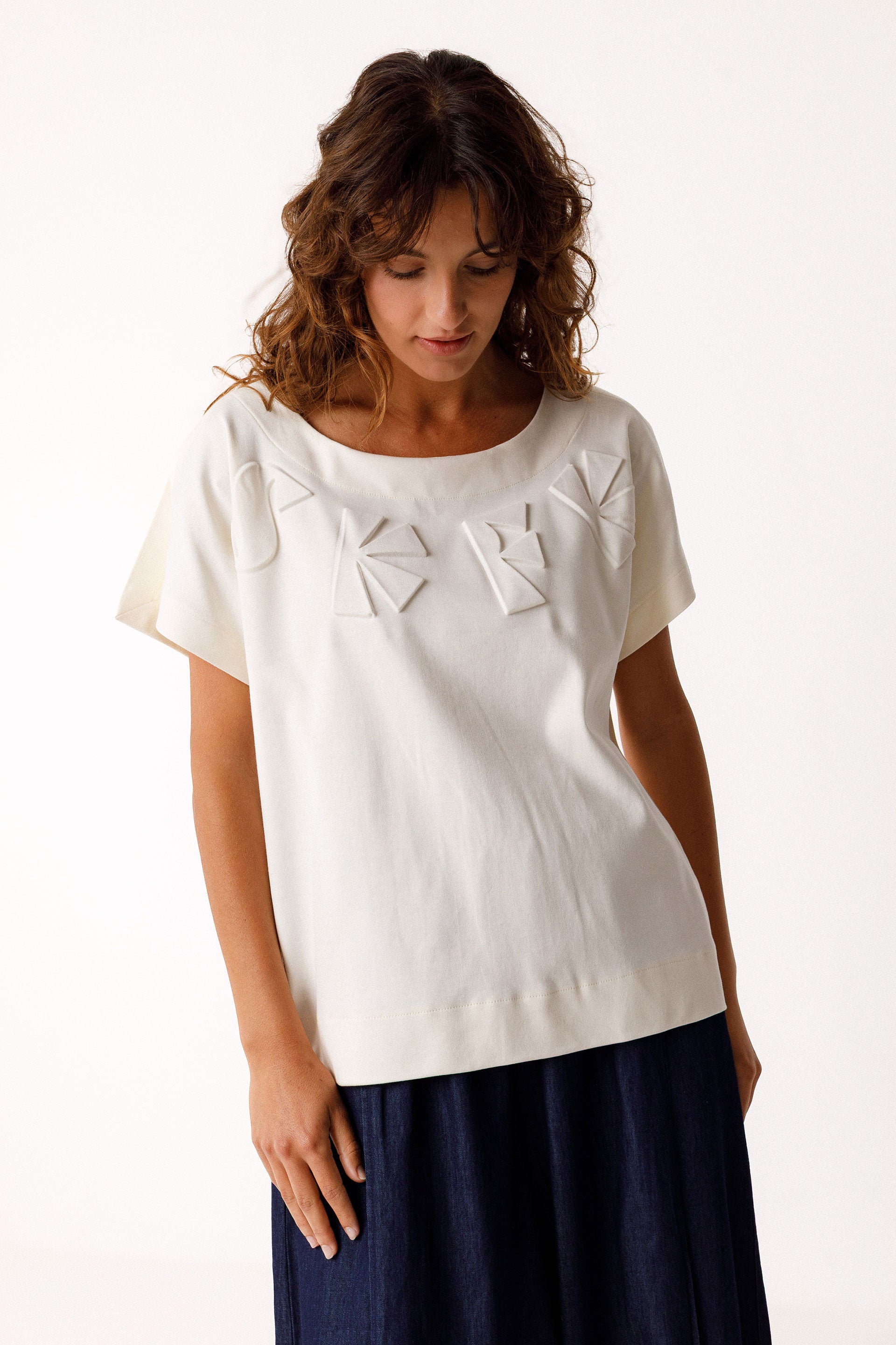 T-Shirt Iride Donna Bianca Cotone Gots | Skfk