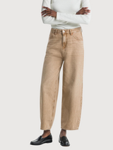 Leila Cropped  Beige Woman Jeans | King Of Indigo