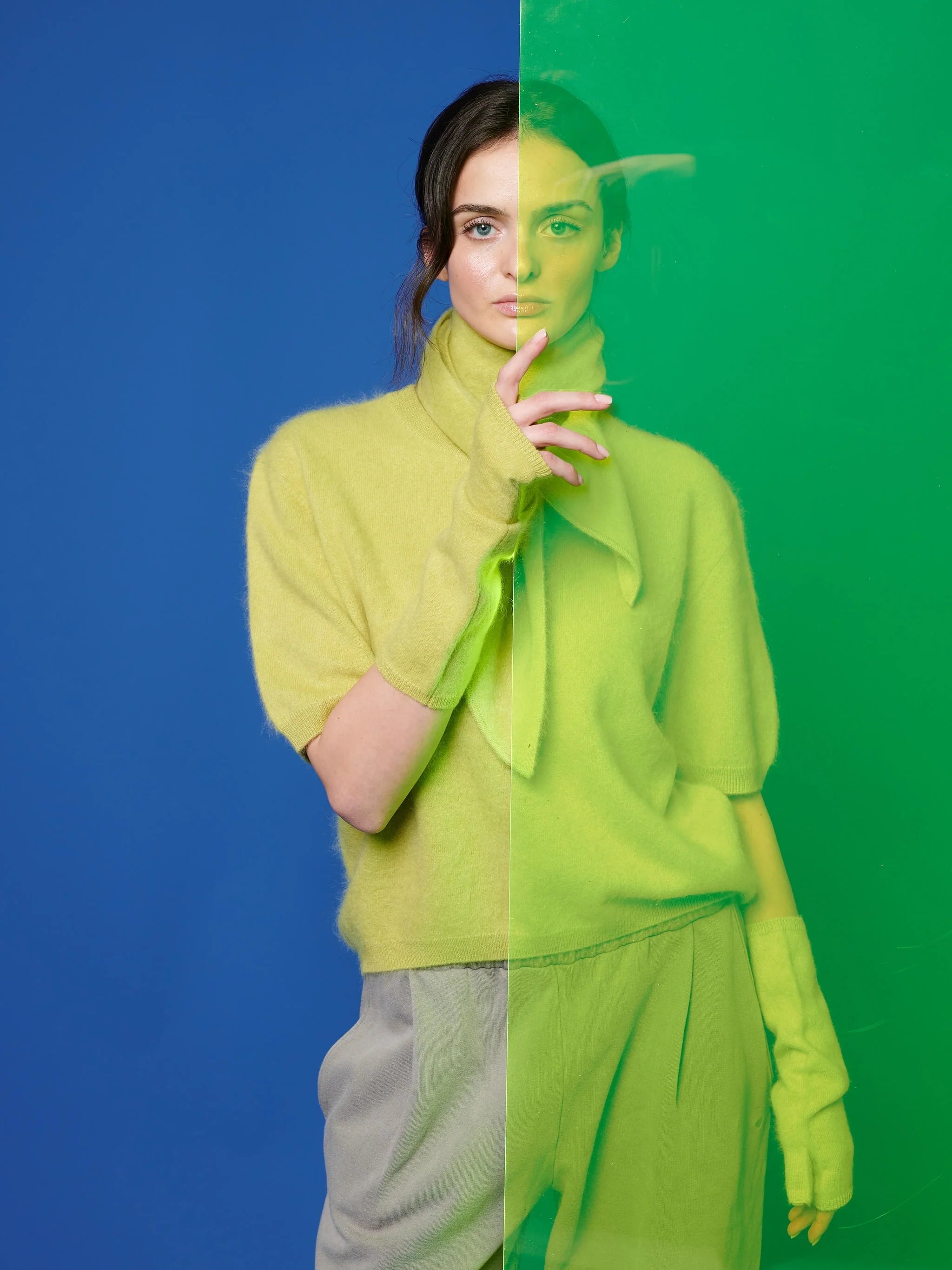 Pullover Short Sleeve in Cashmere - Lime | Another Brand