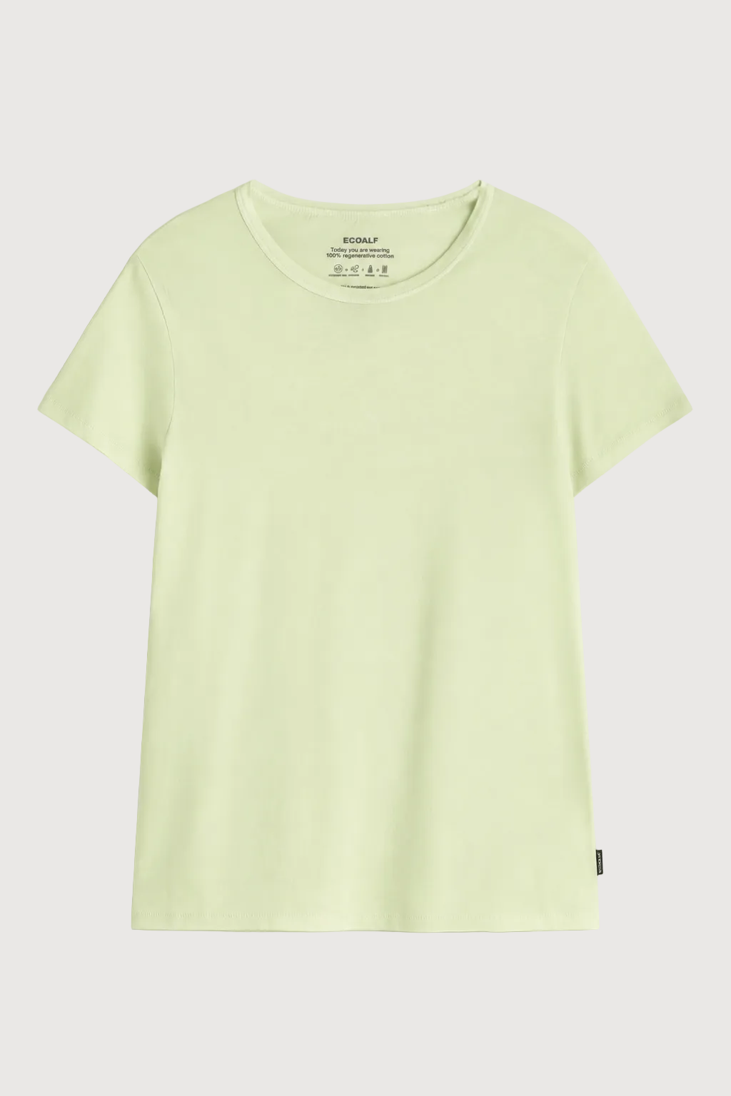 A light yellow-green short-sleeve crewneck t-shirt by the brand Gildan, shown flat against a light gray background.