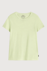 A light yellow-green short-sleeve crewneck t-shirt by the brand Gildan, shown flat against a light gray background.