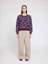 Pullover Leo Jacquard Burgundy/Blue | MAZINE