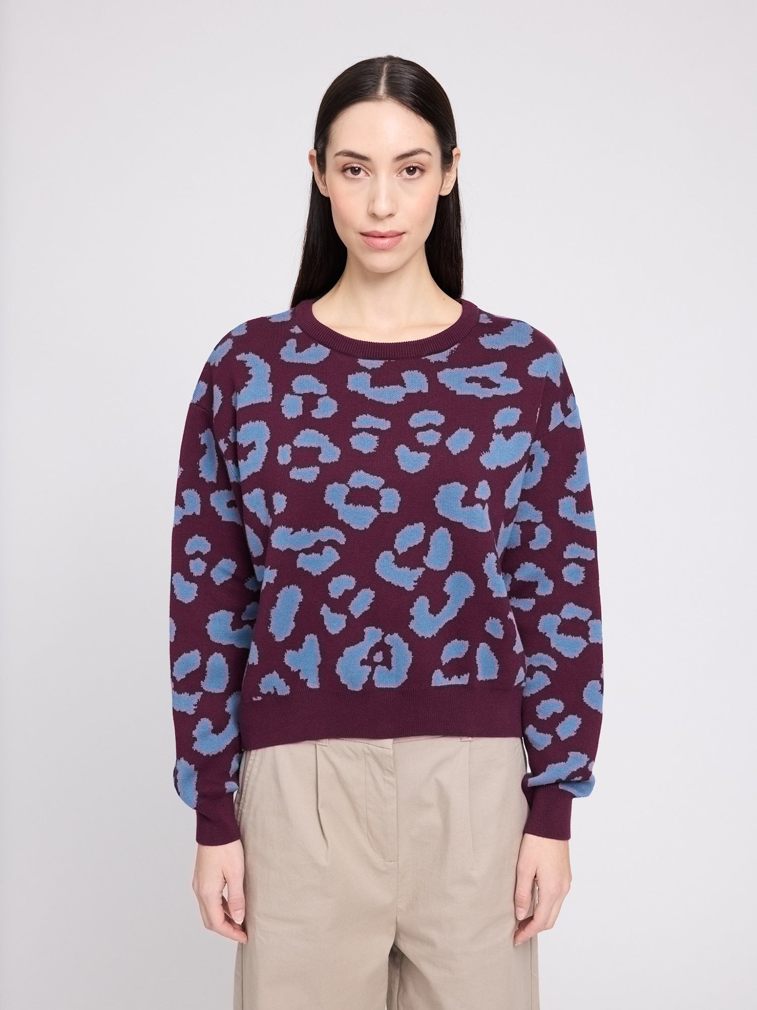 Pullover Leo Jacquard Burgundy/Blue | MAZINE