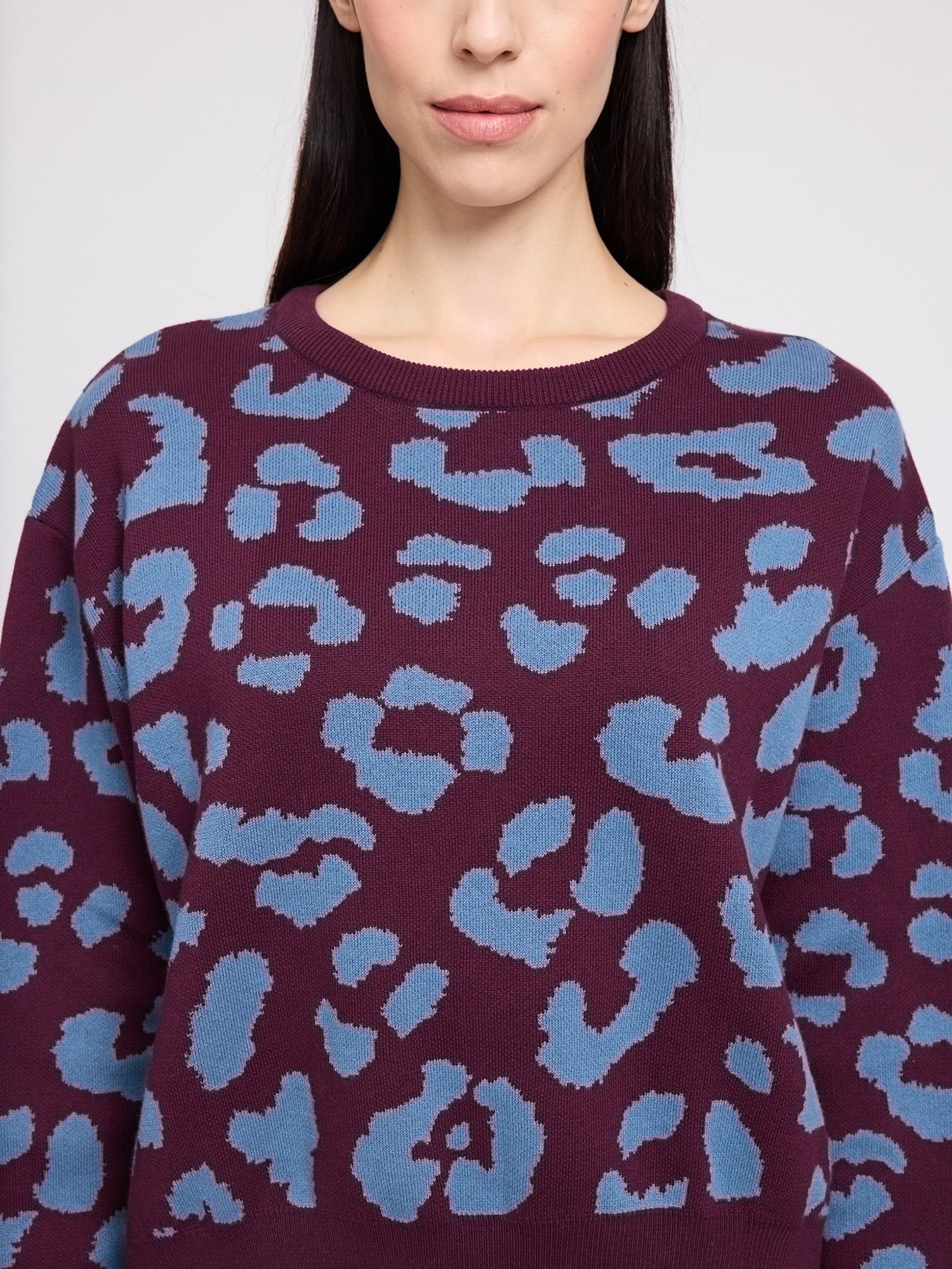 Pullover Leo Jacquard Burgundy/Blue | MAZINE