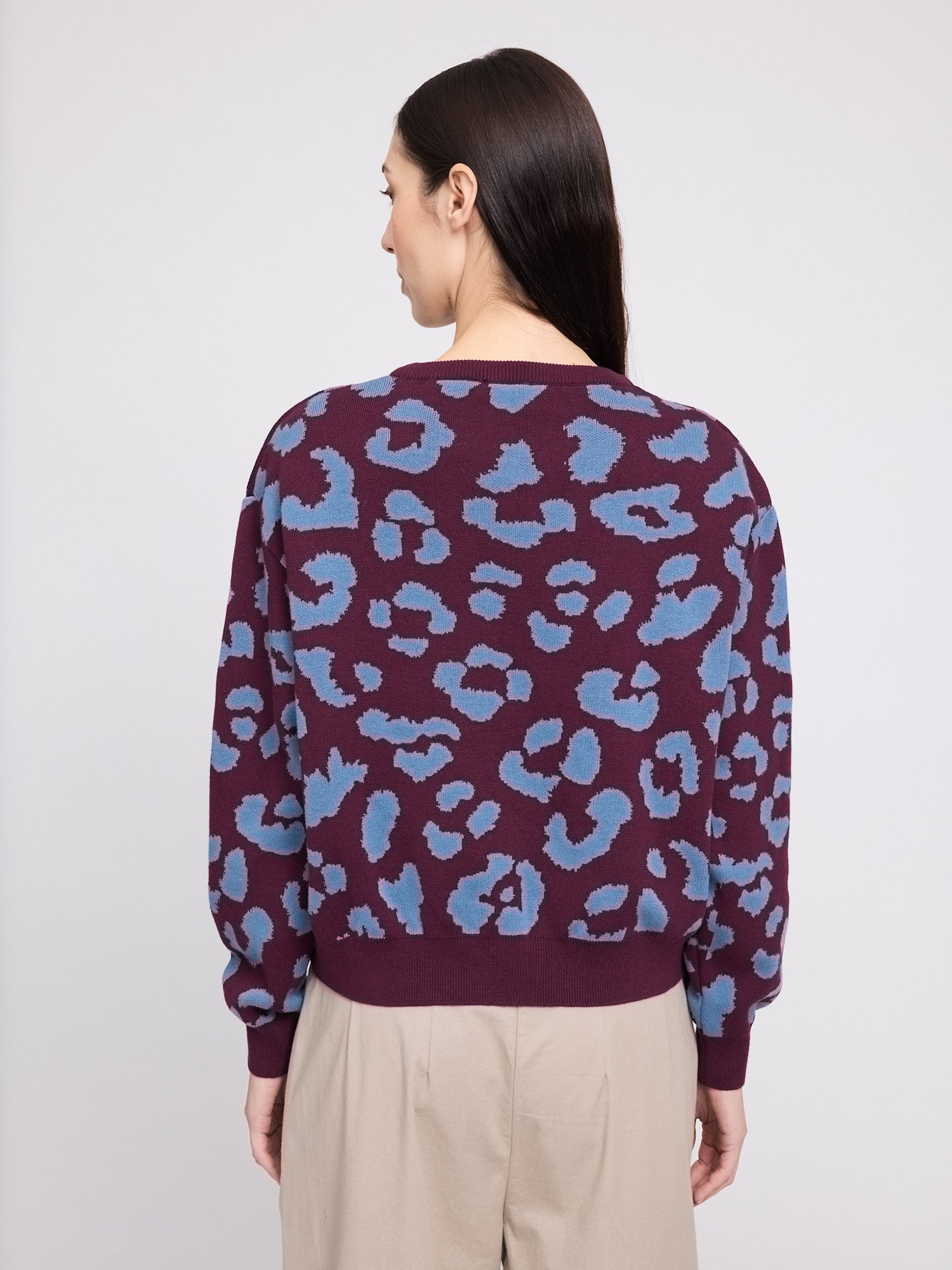 Pullover Leo Jacquard Burgundy/Blue | MAZINE