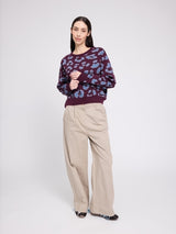 Pullover Leo Jacquard Burgundy/Blue | MAZINE