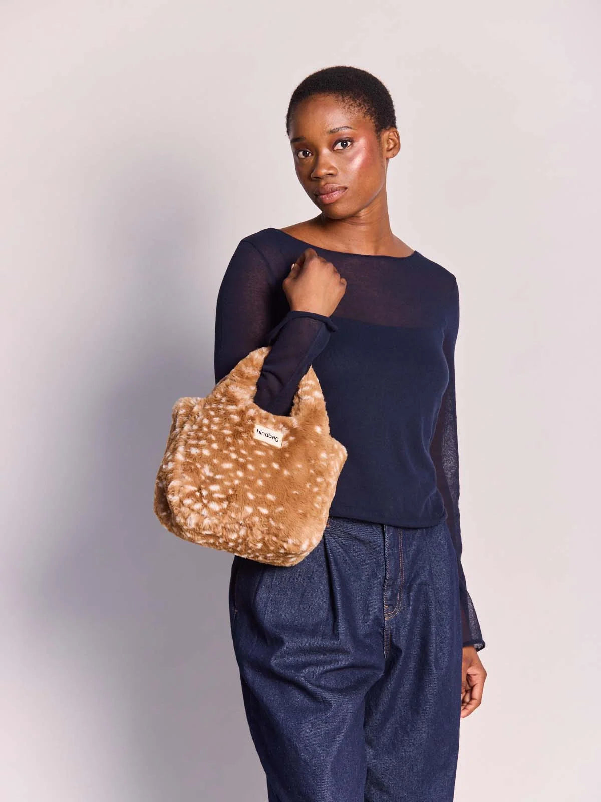 Louise fawn faux fur Crossbody | Hindbag