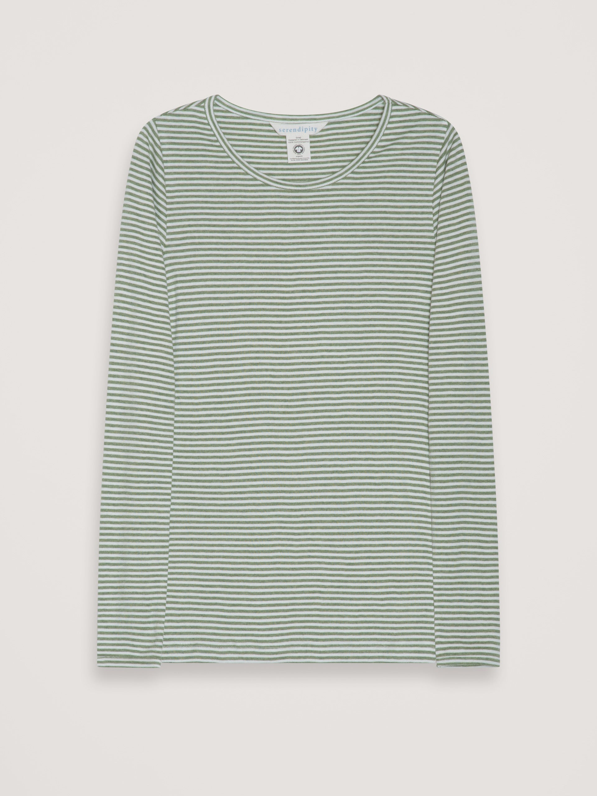 Slim Tee gestreift Alge/Offwhite | SERENDIPITY