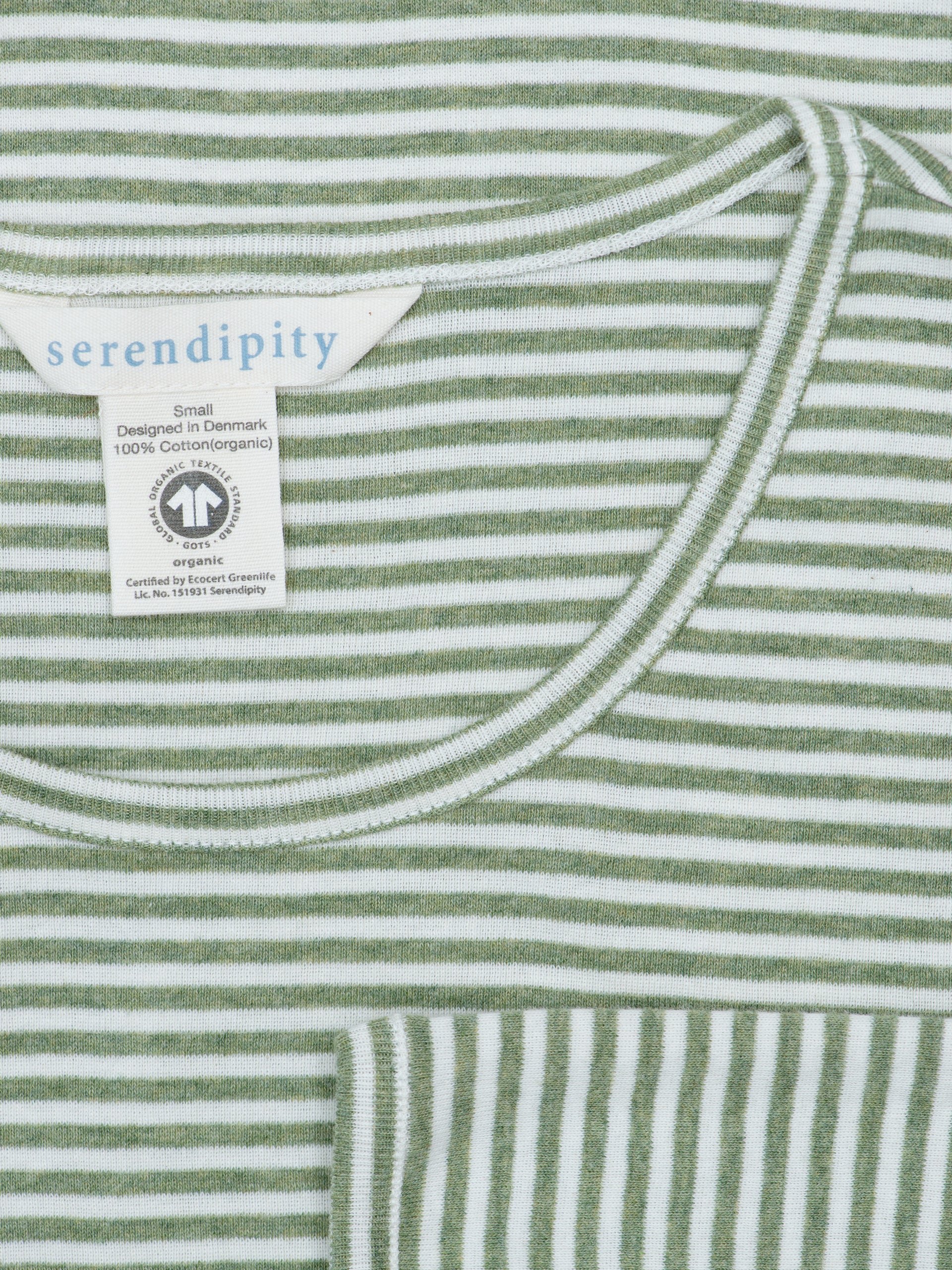 Slim Tee gestreift Alge/Offwhite | SERENDIPITY