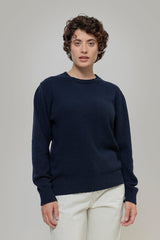 Edda Damen Rundhals-Pullover aus recyceltem Kaschmir – Blackberry Blue | Rifò