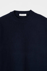 Edda Damen Rundhals-Pullover aus recyceltem Kaschmir – Blackberry Blue | Rifò