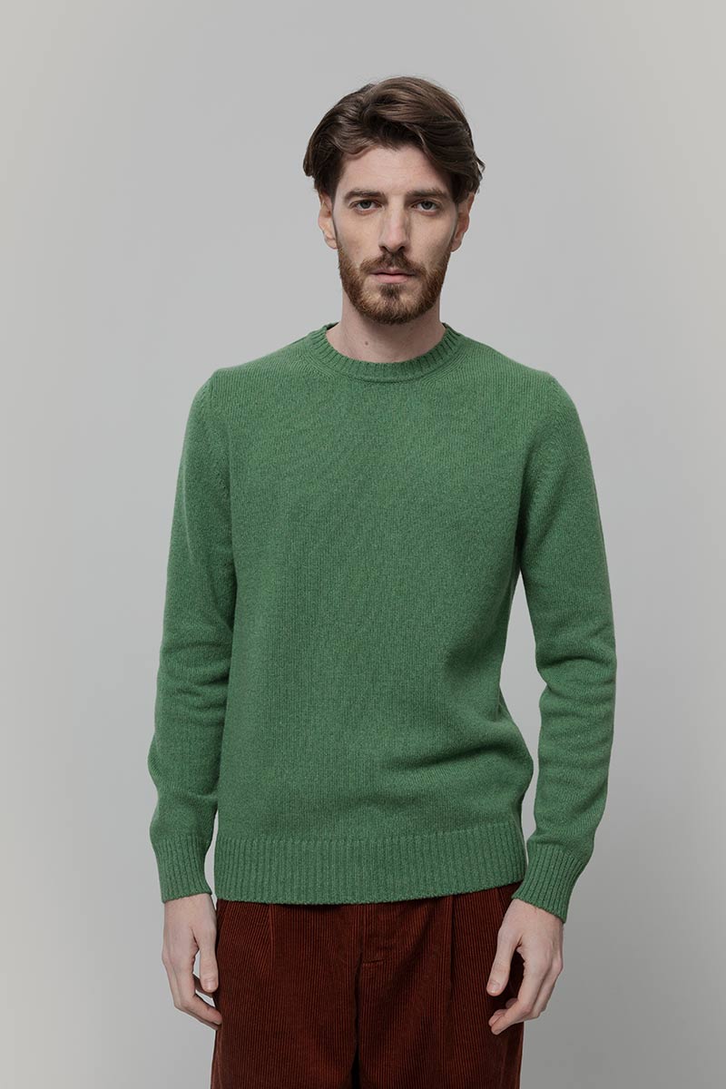 Romeo Men's Recycled Cashmere Crewneck Sweater – Chard Green | Rifò