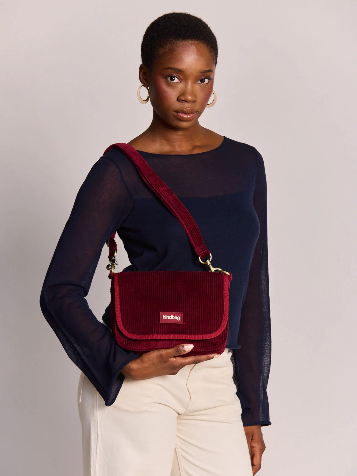 Margault burgundy corduroy Crossbody | Hindbag