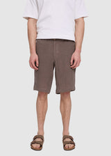 Shorts Regular Linen Man Grey Brown | Mazine