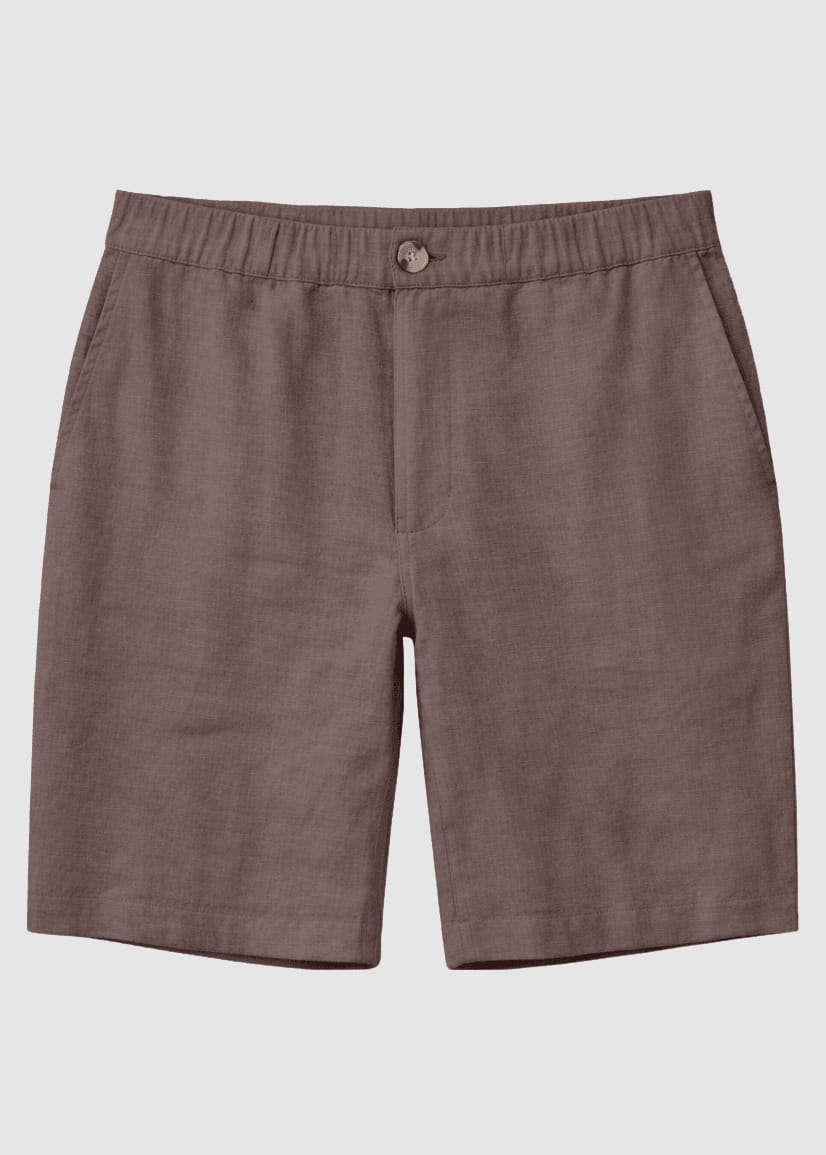 Shorts Regular Lino Uomo Grigio Marrone | Mazine