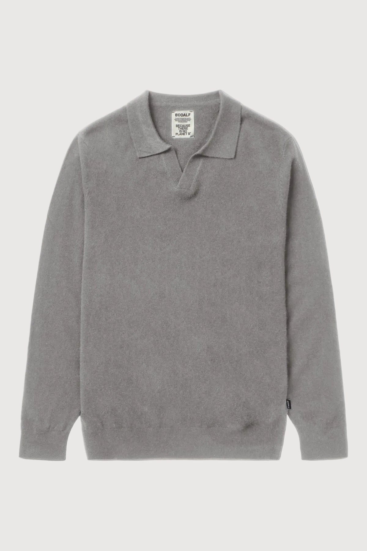 Gray sweater with a collar on a white background