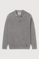 Gray sweater with a collar on a white background