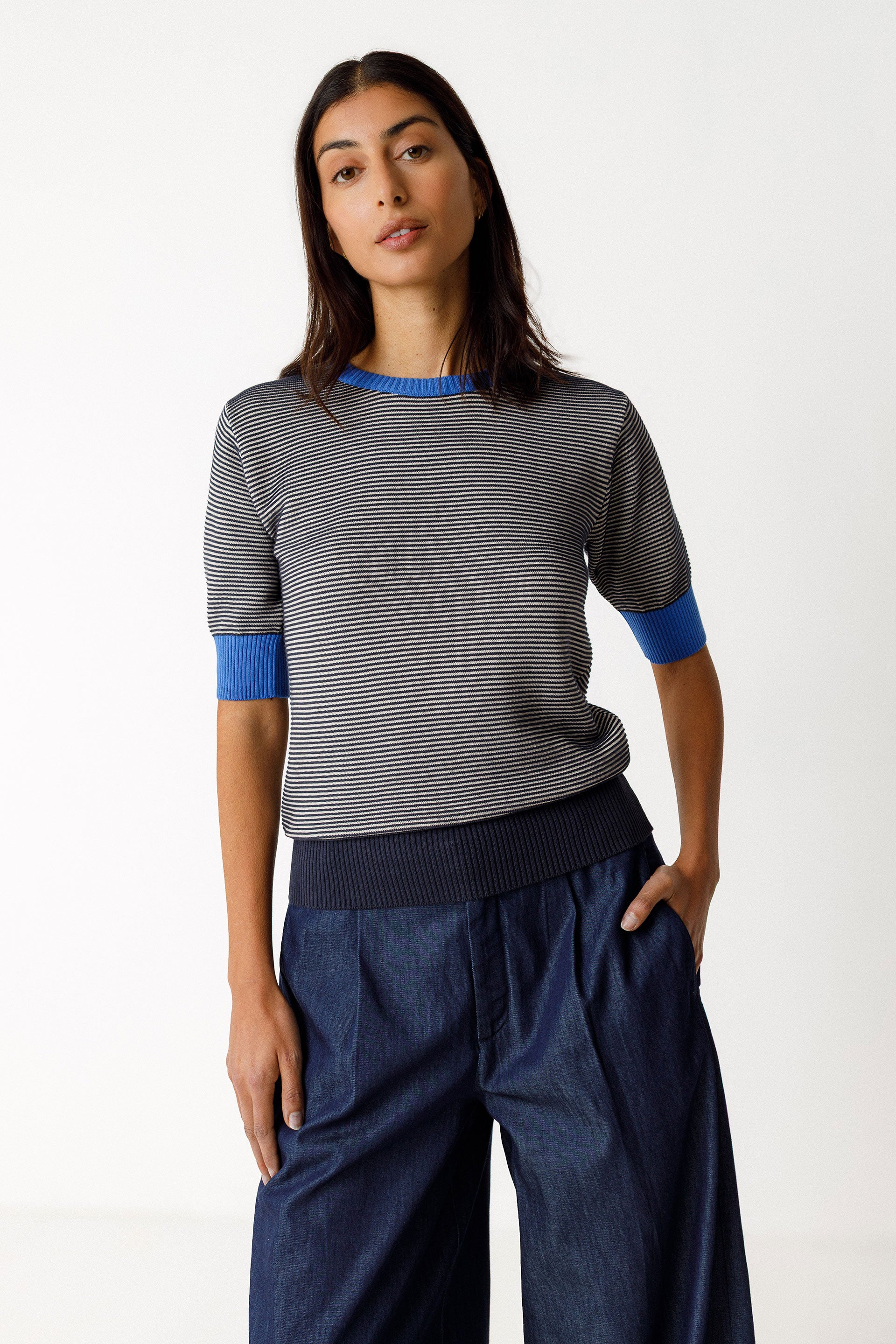 Felpa Mezza Manica Muike Navy Donna Cotone Gots | Skfk