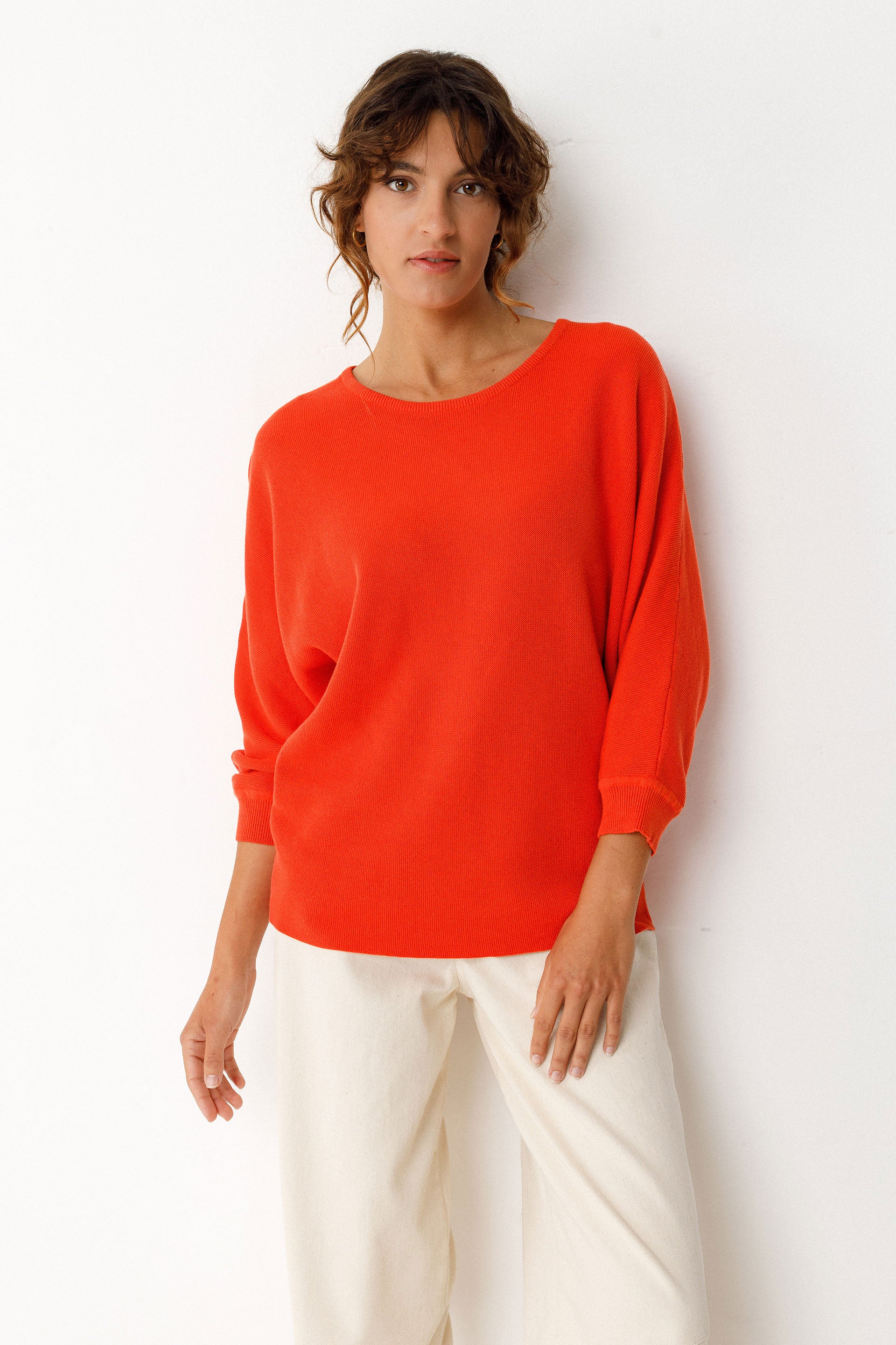 Maglione Naike Donna Cotone Biologico Arancione Gots | Skfk