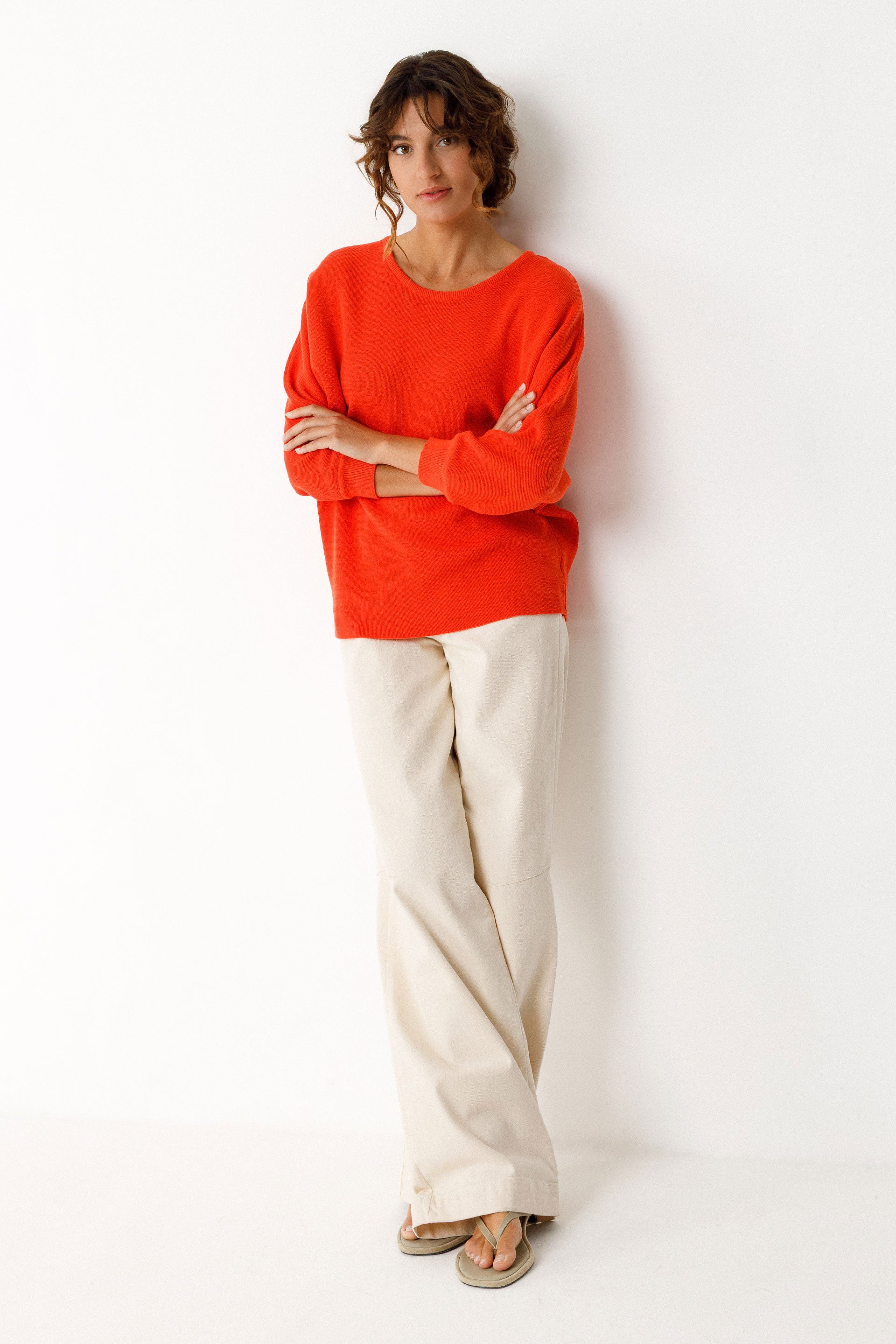 Maglione Naike Donna Cotone Biologico Arancione Gots | Skfk