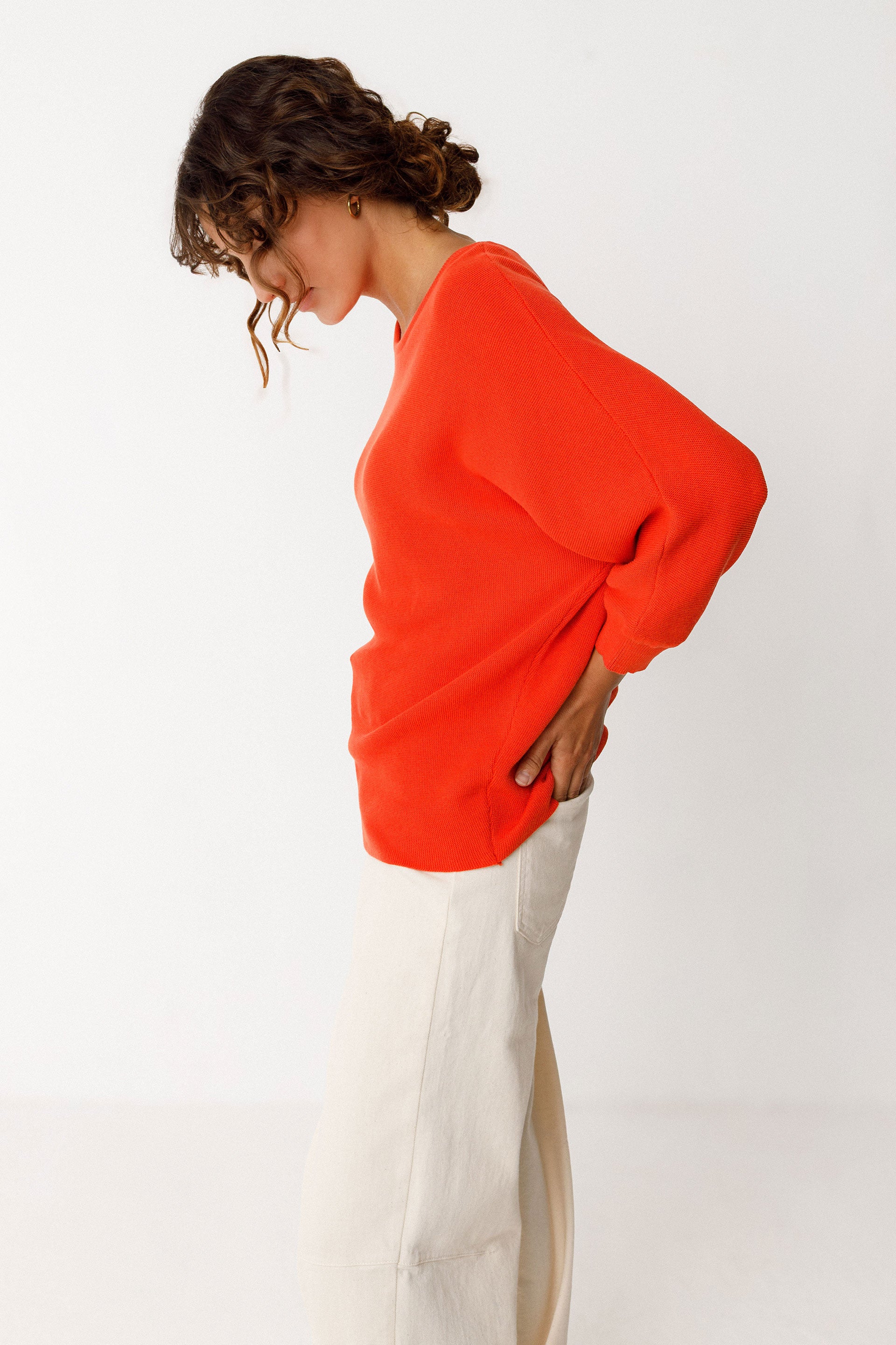 Maglione Naike Donna Cotone Biologico Arancione Gots | Skfk