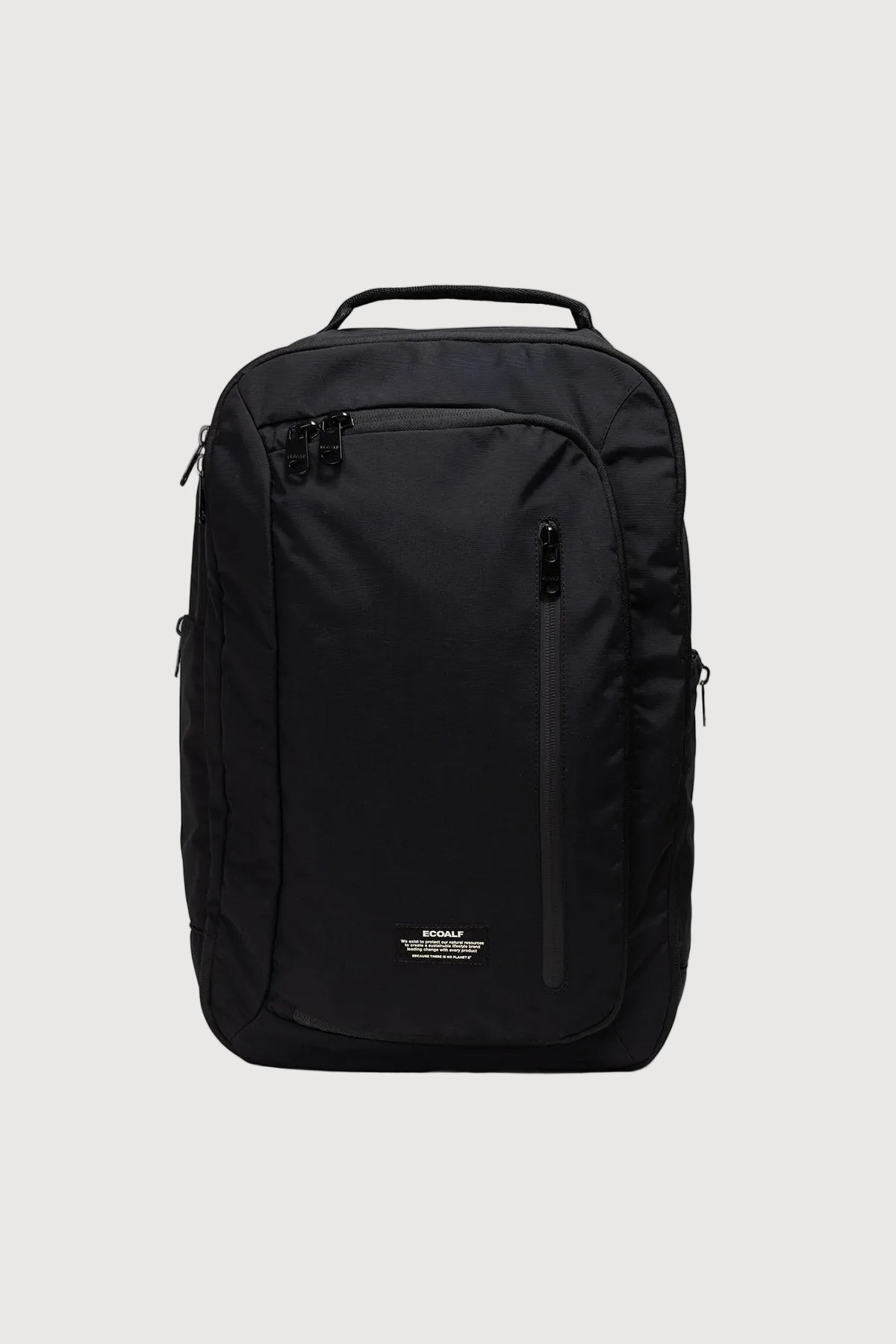 A black nylon backpack with multiple zippered compartments and a top carry handle, shown against a light gray background. The brand name 'BURGA' is printed in small white text near the bottom center.