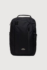 A black nylon backpack with multiple zippered compartments and a top carry handle, shown against a light gray background. The brand name 'BURGA' is printed in small white text near the bottom center.