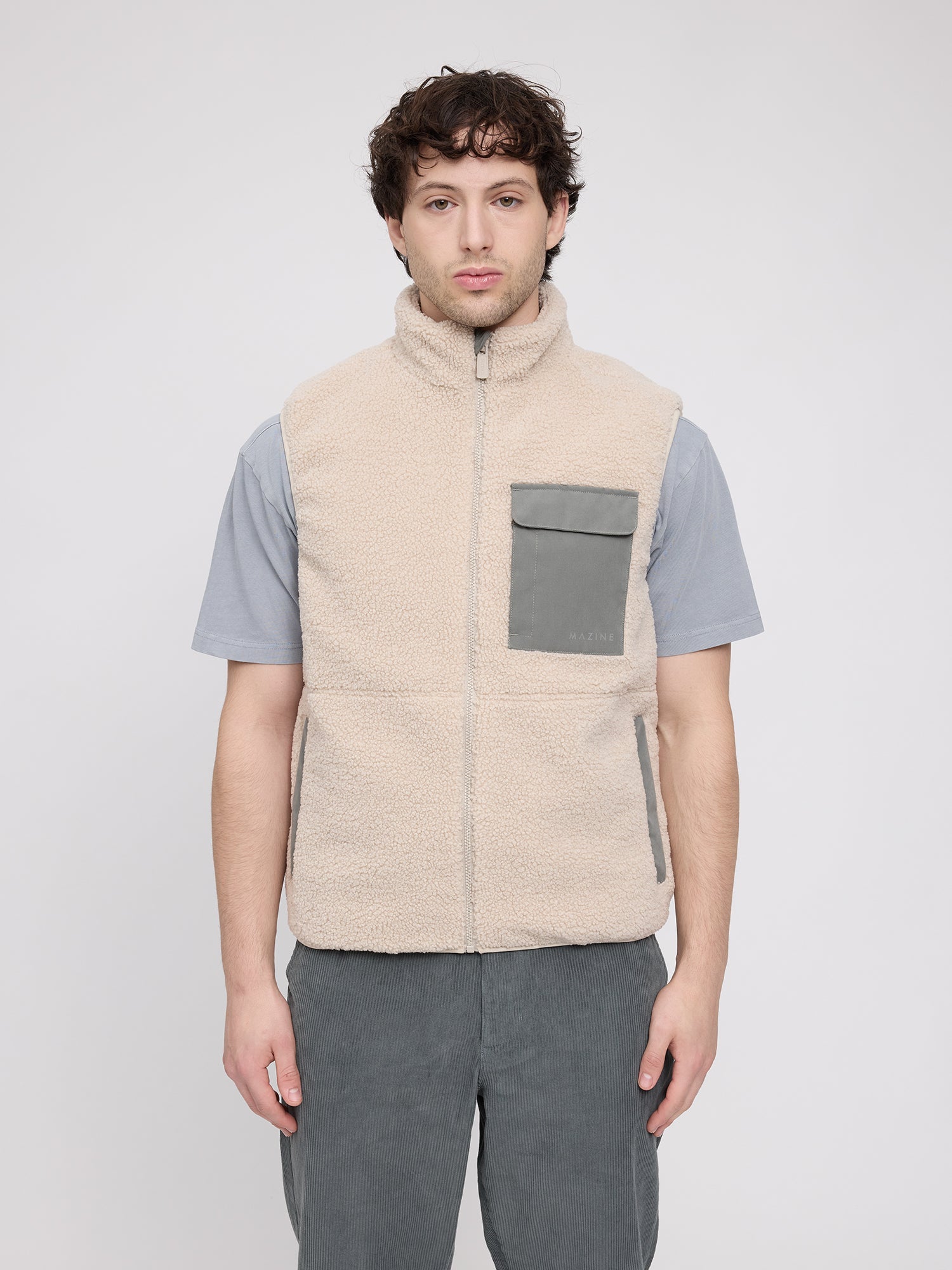 Vest Padded Sherpa Natural/Light Bottle | MAZINE