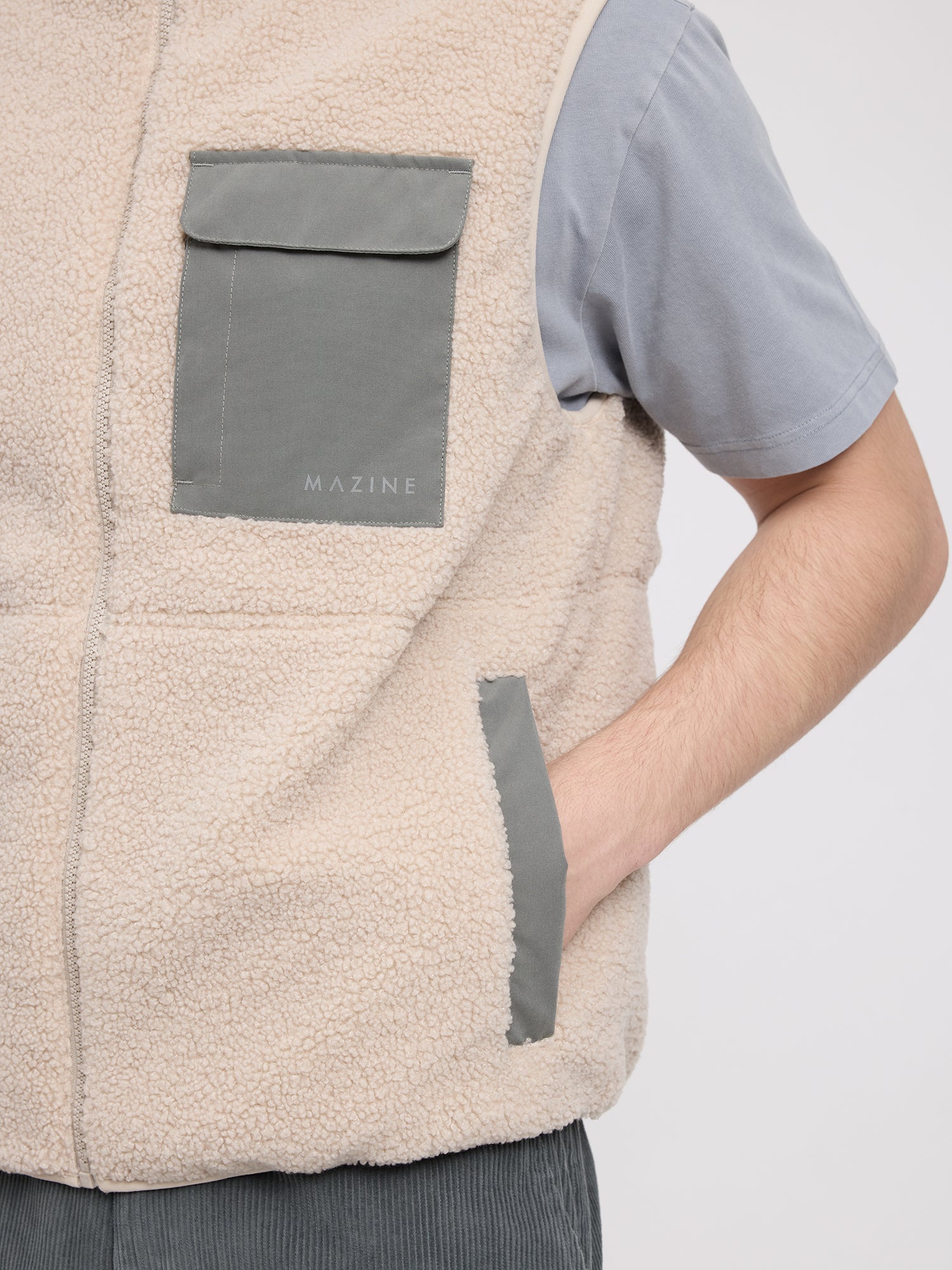 Vest Padded Sherpa Natural/Light Bottle | MAZINE