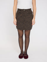 Minigonna in denim stampato color cioccolato in cotone | MAZINE