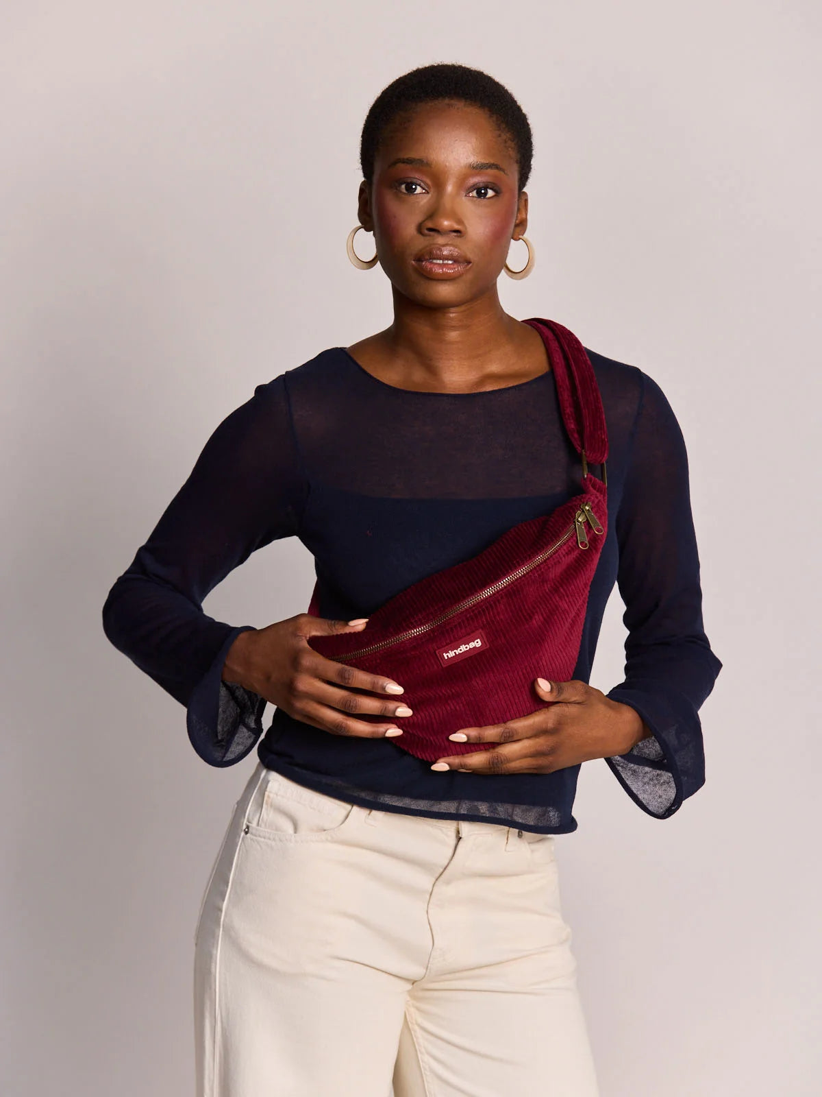 Sasha burgundy corduroy Bum Bag | Hindbag