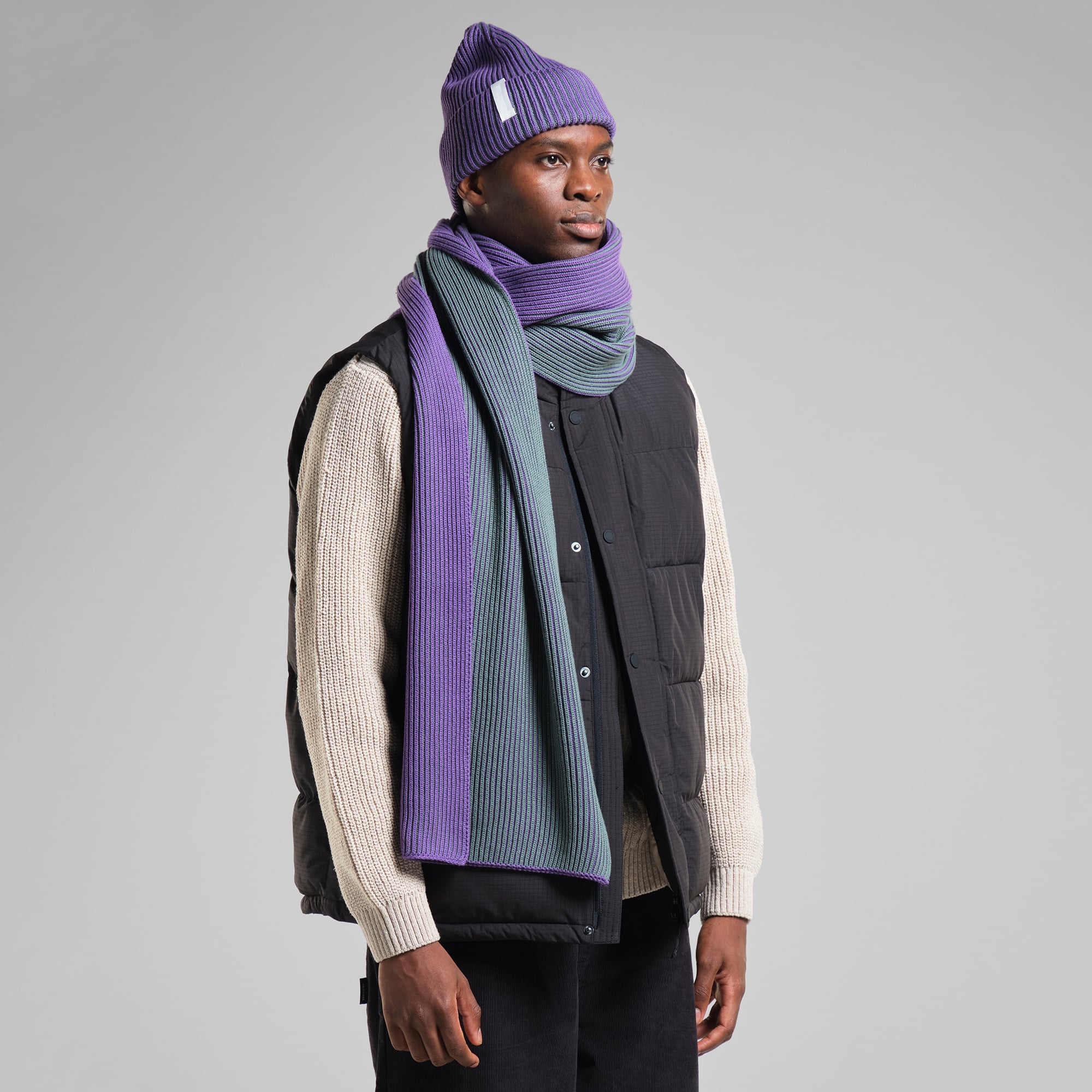 Scarf Norrfors Brioche Purple/Green | DEDICATED
