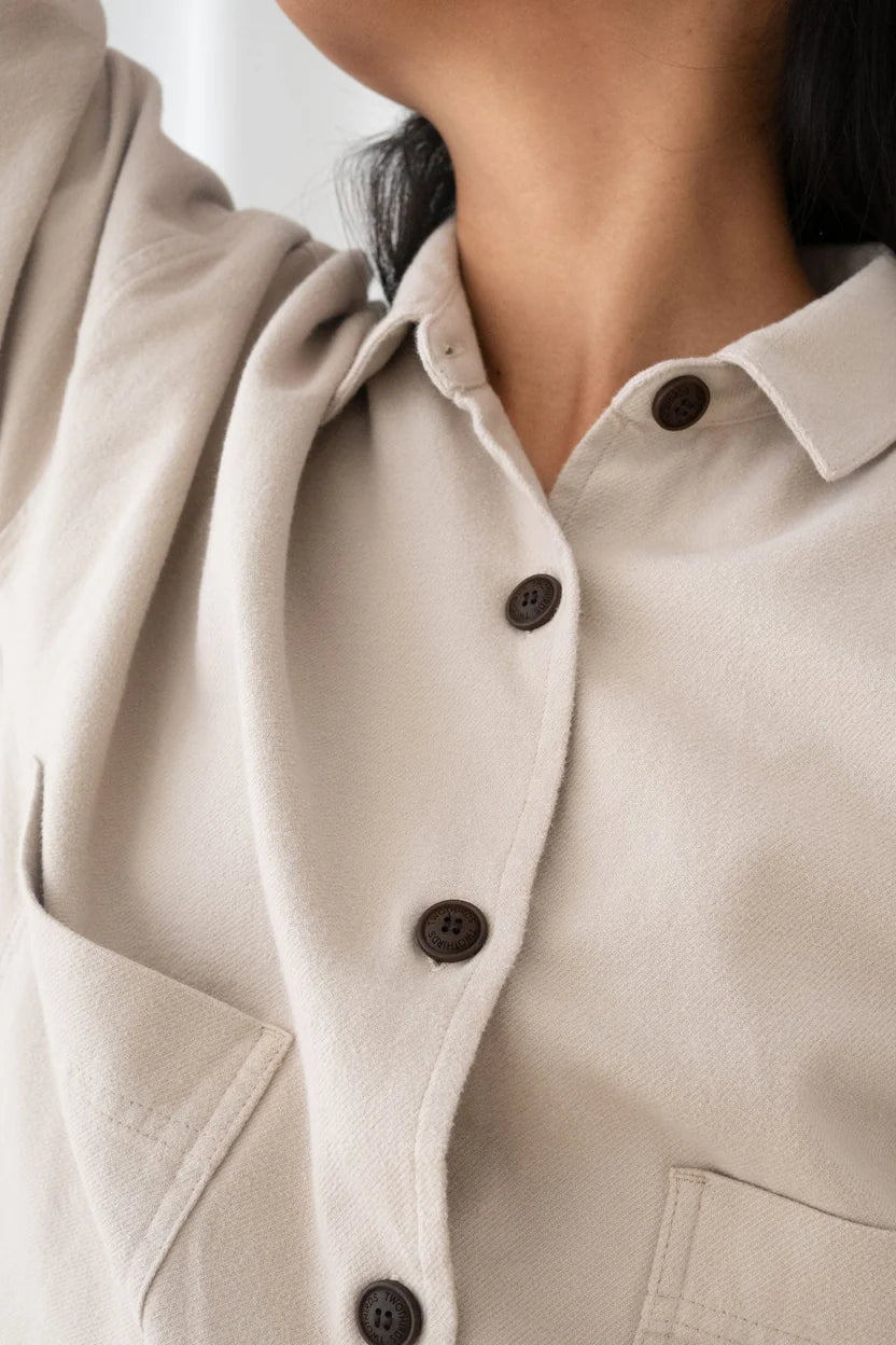 Senja Oversize Flanellhemd Federgrau | TWOTHIRDS