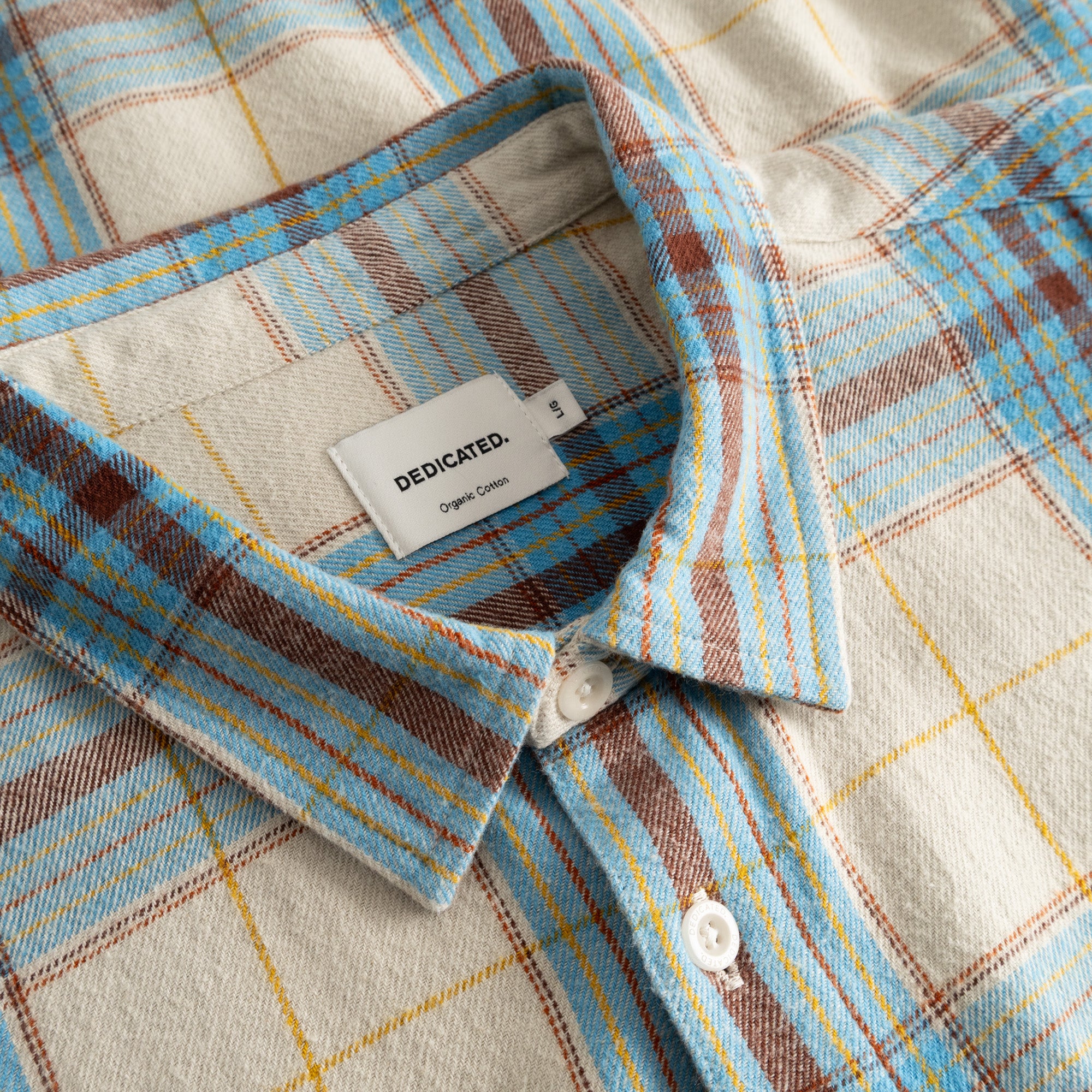 Shirt Rute Flannel Tartan Check Oat White | DEDICATED